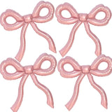 Pink Bow Balloons - Coquette Party Decor - Set of 4