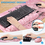 Mouse Pad,Large Pink Desk Mat, 4In1 Xxl Mousepad + Keyboard Wrist Rest+Mouse Wrist Rest+Coaster Set With Ergonomic Desk Pad For Home Office Table Computerpink Stay Positive