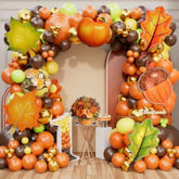 158PCS Fall Balloon Arch Kit with Pumpkin Acorn Maple Leaf Balloons for Thanksgiving