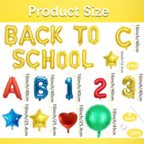 16 Inch Gold Foil Back To School Letter Balloon Set, Abc 123 Balloons, Stars, Heart, And Round Shape – Classroom Welcome Kit For First Day Of School, Teacher Appreciation, Bulletin Board Decorations