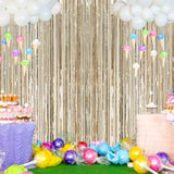 2Pack Champange Party Metallic Tinsel Foil Fringe Curtains, 3.2Ft X 8.2Ft Door Streamer Photo Booth Backdrop For Birthday Graduation Engagement Bridal Shower Bachelorette Baby Shower Party Decorations