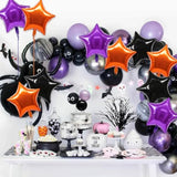 30Pc 18" Star Foil Balloons – Orange Black Purple Big Stars for Party Decor
