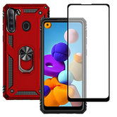 Samsung A21 Phone Case, Galaxy A21 Phone Case With Screen Protector, Military Grade Protective Cases With Ring For Samsung Galaxy A21 (Red)