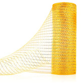 Deco Mesh Ribbon, 10Inch X 30 Feet Each Roll Metallic Foil Mesh Ribbon For Wreaths Swags, Holloween, And Christmas Tree Decoration (Gold/Gold Foil)