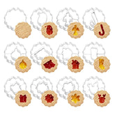 12Pcs Christmas Metal Cookie Cutters, Linzer Cookie Cutter Christmas Wreath Gingerbread Man, Snowflake, Deer Head For Baking Christmas Party Supplies