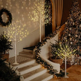 Led Birch Tree Light Set - 4Ft, 6Ft, 8Ft Trees With Warm White Lights - Indoor Outdoor Christmas Wedding Party Decorations (3-Pack)