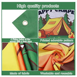 Camping Themed Party Decorations Happy Camper Banner Backdrop 5.9 X 3.6 Ft, Outdoor/Indoor Family Camp Gatherings Decor Forest Campfire Photo Background Camping Birthday Party Supplies