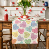 Ture Love Heart Valentine'S Day Table Runner, Seasonal Kitchen Dining Table Decoration For Home Party Decor 13X72 Inch