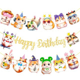 Hamster Birthday Banner - Gold Glitter Party Supplies For Guinea Pig Themed Baby Shower And Kids Birthday Decorations