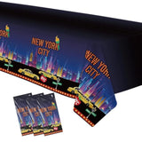 New York City Nyc Birthday Party Table Cloth Supplies, 3 Pack Disposable New York City Party Decorations Table Cover For Birthday Baby Shower, 86In X 55In