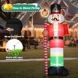 11.8 Ft Christmas Inflatable Decorations, Large Nutcracker Propeller Built-In Bright Led Light Blow Up For Yard, Garden,