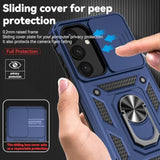 Samsung Galaxy S25 Plus Case with Slide Camera Cover HD Screen Protector, Military Grade Drop Tested, Magnetic Ring Holder Kickstand Protective Phone Case for Galaxy S25+ Plus 5G 2025, Navy Blue