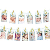 Pumpkin 1st Birthday Photo Banner Blue Milestone Display for Baby Party