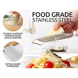 Professional Cheese Grater Stainless Steel - Durable Rust-Proof Metal Lemon Zester Grater With Handle - Flat Handheld Grater For Cheese, Chocolate, Spices, And More - Black