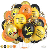 Construction Balloons, 12 Inch Gold Black Yellow Orange Confetti Balloons For Kids Boy Baby Shower Construction Themed Birthday Truck Party Graduation Supplies