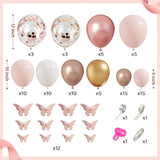 134pcs Rose Gold Balloon Arch Kit with Baby Boxes & Butterfly Stickers for Party