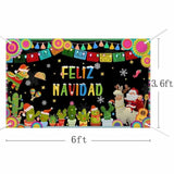 Feliz Navidad Backdrop Banner, Mexican Merry Christmas Party Supplies, Santa Cactus Snowflake Christmas Party Decorations, Winter Xmas Fiesta Family Holiday Party Photo Props 70.8X43.3 Inch