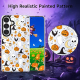 Ghost Phone Case For Galaxy A16 5G Clear Tpu+Black Camera Frame Protection Anti-Slip With Skull Bat Pumpkin Ghost Halloween Pattern Designed Phone Cover For Women