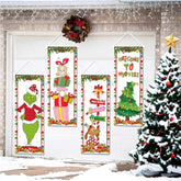 Christmas Decorations Large 4 Pcs Green Monster Stretching Portraits Christmas Vinyl Backdrop Decor Outdoor Grinchmas Poster For Indoor Holiday Home Wall Art Wallpaper Hanging Porch Sign Banner Party