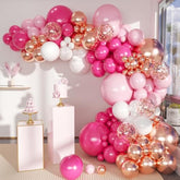 146-Pc Rose Red & Pink Champagne Balloon Garland Kit for Birthday, Wedding & More