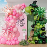 Pink And Green Balloon Arch Kit With Clear Brown Black Long Light Pink And Green Balloons Rose Gold Foil Balloon For Spring Summer Hawaiian Baby Shower Birthday Party Decorations