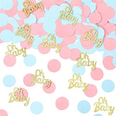 Oh Baby Shower Gender Reveal Confetti - 220 Pcs Glitter Pink Blue Round Table Confetti For Baby Shower Party Decorations