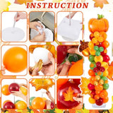 2 Set Fall Pumpkin Balloon Column Kit 177Pcs Autumn Maple Leaf Tower Decor