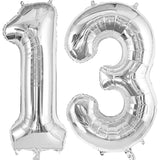 40" Silver Number 13 or 31 Foil Balloons Birthday Anniversary Decor