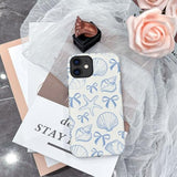 Case Compatible with iPhone 12,Fit Shockproof Cover for Women Girls,Blue Seashell Bow