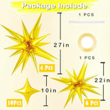 20 Pcs 27"22" Explosion Star Foil Balloons - 12 Point And Four Pointed Gold Spike Balloons For Party Supplies, Christmas, Birthday, Wedding, Photo Booth (Gold)