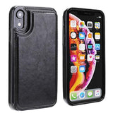 Iphone Xr Wallet Case With Card Holder, Premium Pu Leather Kickstand Card Slots Case,Double Magnetic Clasp And Durable Shockproof Cover For Iphone Xr 6.1 Inch(Black)