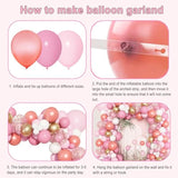 140Pcs Rose Gold Pink Balloons Garland Arch Kit, Light Pink Rose Gold