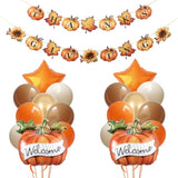 22 Pcs Orange Brown White Balloons with Pumpkin Banner Thanksgiving Party Decor