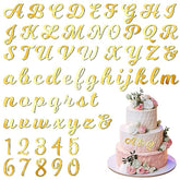 64 Pcs Acrylic Cake Alphabet Numbers Topper, Mirror Number 0-9 And Alphabet A-Z Personalized Cake Picks Decor Anniversary Wedding Baby Shower Party Supplies(Gold)