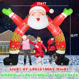 Inflatable Outdoor Christmas Decorations, 11 Ft Lighted Inflatable Christmas Santa Archway With Build In Led Light, Outd