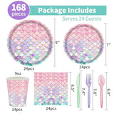 168 Pcs Little Mermaid Birthday Decorations Serve 24 Guests The Under The Sea Princess Birthday Party Decor Party Supplies Tableware Paper Plates And Napkins Cups Cake Pan For Girls Baby