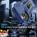 Case For Iphone 14 Pro Max With Slide Camera Cover+Screen Protector(1 Pack),Rotated Ring Kickstand Military Grade Shockproof Protective Cover 6.7 Inch-Navy Blue
