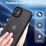 Magnetic Case For 12 & 12 Pro 2020 6.1 Inch-Compatible With Magsafe & Magnetic Car Phone Mount,Tpu Thin Phone Cases Cover Protective Shockproof Anti-Fingerprint(Matte Black)