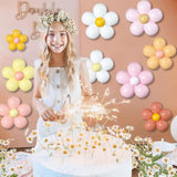 16 Set Daisy Flower Balloons Diy Kit,Boho Daisy Balloons Party Decorations For Birthday Baby Shower Wedding Anniversary Groovy Fairy Retro Hippie Theme Decor