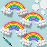 Diy 260 Pastel Rainbow Balloons Garland Kit - 24Pcs Colorful Long Balloons + 80Pcs White Balloons With Balloon Pump, Fish Wire For Pastel Theme Party Kids Birthday Animal Party Decorations