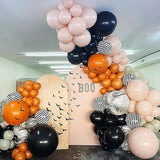 144Pcs Halloween Balloon Arch Garland Kit with Burnt Orange Black White Balloons
