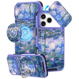 iPhone 17 Pro Max Case 6.9 Inch - Ring Stand & Camera Cover Aesthetic Cute Designed Water Lily Phone Case for Women Girls