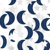 Navy-Blue Silver Moon-Star Party-Decorations Garland - 52Ft Twinkle Little Star Hanging Decoration Streamers Banner, Eid Ramadan Mubarak Decoration Birthday Wedding Baby Shower Party Decor