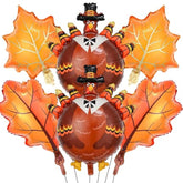 6 Pcs Fall Thanksgiving Balloons Maple Leaf Turkey Foil Balloons Party Decor