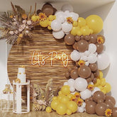 Lemon Yellow Brown Neutral Garland Arch Kit With Sand White Balloon 12