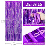 6-Pack Purple Foil Fringe Curtains 3.28x8.2 ft for Party and Photo Booth Decor