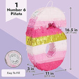 Pink & Gold Number 6 Pinata: 6th Birthday Party Decoration (16.5"x11")