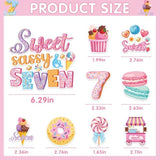7Th Birthday Party Decorations - 40 Pcs Donut Sweet Sassys And 7 Hanging Swirls Decors Sets For Girls Seven Candy Celing Banner Supplies Happy Dessert Insert Cupcake Toppers Balloons Favors