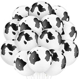 24Pack Cow Print Latex Balloons Black White Party Decorations