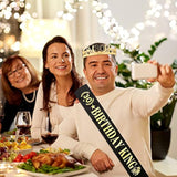 30Th Birthday King Crown And Birthday King Sash,30Th Birthday Gifts For Men. Birthday Party Decoration For Men(Gold)